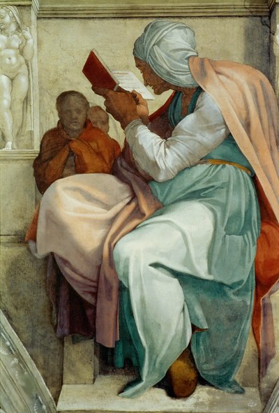 Profeten en Sibyllen: Perzische Sibyl Sixtijnse Kapel plafond in het Vaticaan, 1508-1512 door Michelangelo Buonarroti