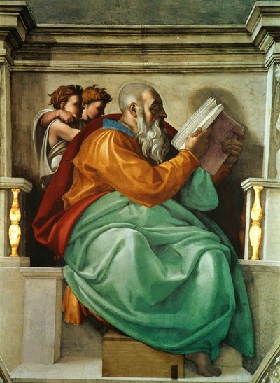 Profeten en Sibyllen: Zacharia Sixtijnse Kapel plafond in het Vaticaan, 1508-1512 door Michelangelo Buonarroti