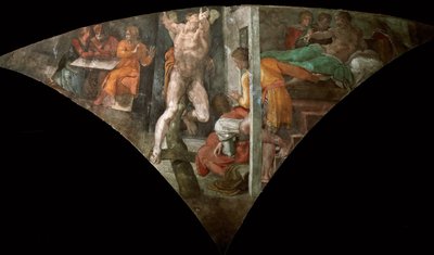 Straf van Haman (Sixtijnse Kapel plafond) door Michelangelo Buonarroti