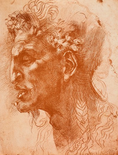 Hoofd van een sater door Michelangelo Buonarroti