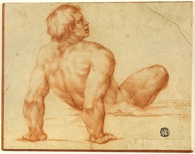 Zittende Mannelijke Naakt door Michelangelo Buonarroti