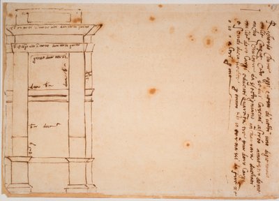 Zijaanzicht van het graf van Julius II, autograaf aandenken door Michelangelo Buonarroti