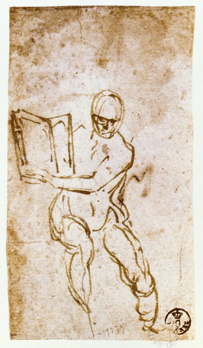 Plafond van de Sixtijnse Kapel (1508-12): schets voor een van de profeten door Michelangelo Buonarroti