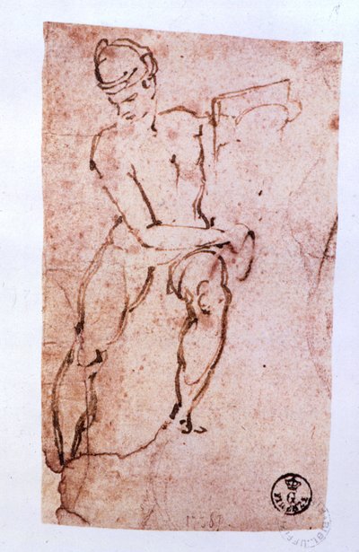Sixtijnse Kapel Plafond (1508-12): schets van een apostel door Michelangelo Buonarroti
