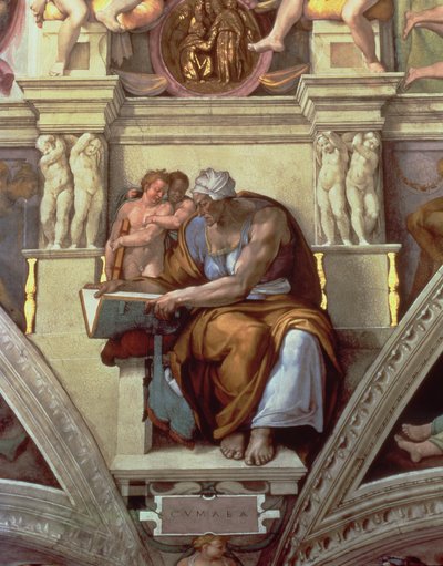 Sixtijnse Kapel Plafond: Cumaeense Sibylle door Michelangelo Buonarroti