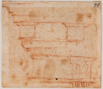 Schets van een entablement door Michelangelo Buonarroti