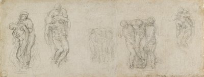 Studies voor een Pietà en een graflegging door Michelangelo Buonarroti