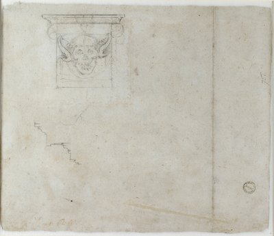 Studies van Architectonische Details en een grotesk Masker, c1490-1560 door Michelangelo Buonarroti