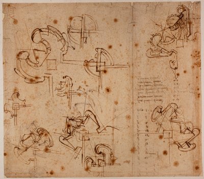 Studies van vestingwerken voor een poort door Michelangelo Buonarroti