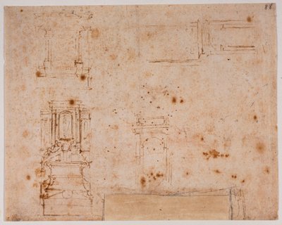 Studies van grafmonumenten voor de Nieuwe Sacristie door Michelangelo Buonarroti