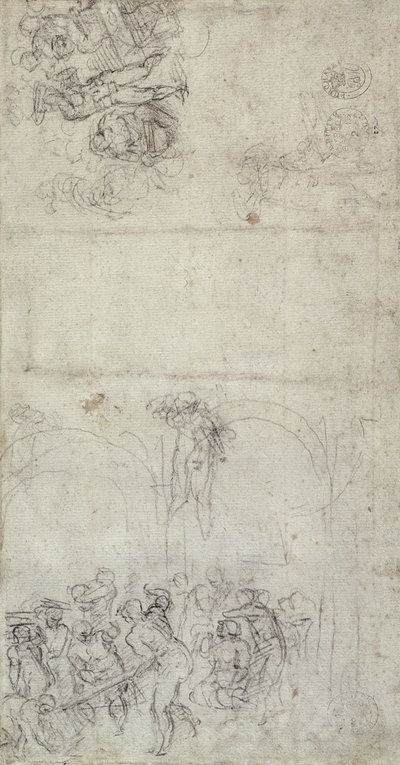 Studie voor Het Laatste Oordeel (verso) door Michelangelo Buonarroti