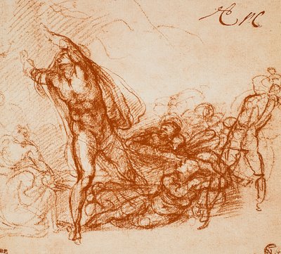 Studie voor de fresco van de Paolina-kapel door Michelangelo Buonarroti