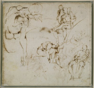 Studie van figuren, ca. 1511 door Michelangelo Buonarroti