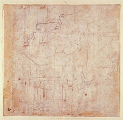 Studie van een Hoofd, 1525-26 (verso) door Michelangelo Buonarroti