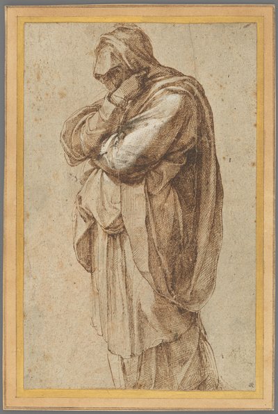 Studie van een rouwende vrouw door Michelangelo Buonarroti