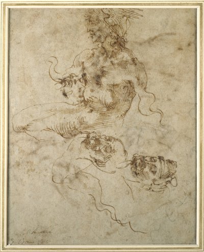 Studie van een Zittende Jonge Man door Michelangelo Buonarroti