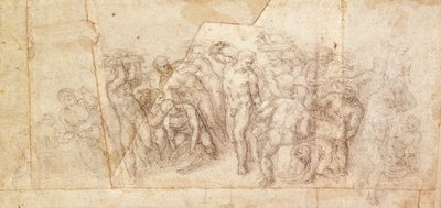 Studie van figuren voor een verhalende scène door Michelangelo Buonarroti