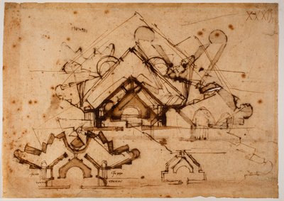 Studie van vestingwerken door Michelangelo Buonarroti