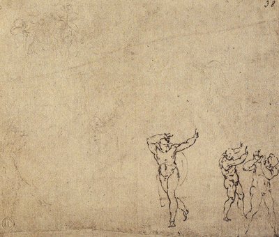 Studie van naaktfiguren: tekening door Michelangelo door Michelangelo Buonarroti
