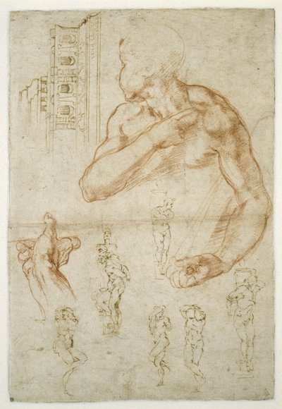 Studie van de Assisterende Figuur van de Libische Sibyl, ca. 1512 door Michelangelo Buonarroti