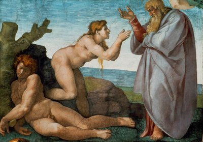 De Schepping van Eva, Sixtijnse Kapel plafond in het Vaticaan, 1508-1512 door Michelangelo Buonarroti