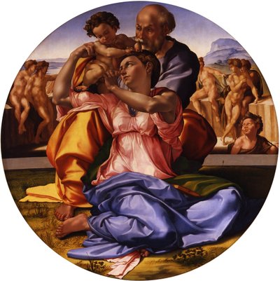 De Heilige Familie (Doni Tondo) door Michelangelo Buonarroti