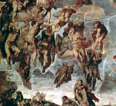 De rechtvaardigen opgetrokken naar de hemel, detail uit 