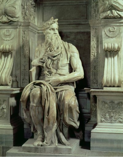 Graf van Paus Julius II, detail van Mozes door Michelangelo Buonarroti