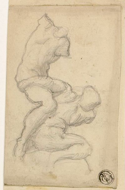Twee Worstelende Figuren door Michelangelo Buonarroti