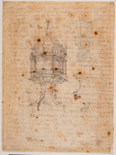 Twee ciboriumstudies door Michelangelo Buonarroti