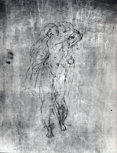 Muurschildering van een mannelijk figuur door Michelangelo Buonarroti