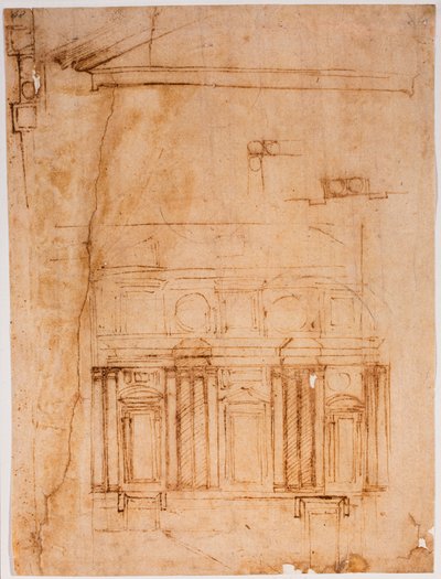 Wandprospectus voor de Laurentiaanse nis door Michelangelo Buonarroti