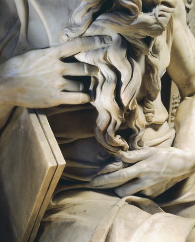 Handen van Mozes, detail van het graf van Julius II, circa 1515 door Michelangelo Buonarroti
