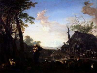 Erminia onder de herders door Michelangelo Cerquozzi