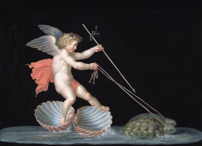 Cupido geleid door Schildpadden door Michelangelo Maestri
