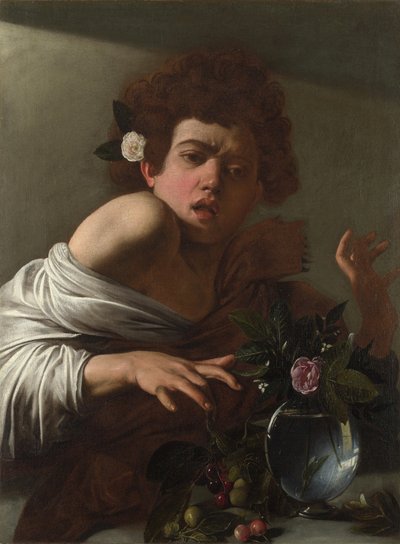 Jongen gebeten door een hagedis, ca. 1595 door Michelangelo Merisi Caravaggio