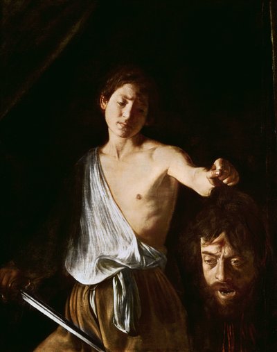 David met het hoofd van Goliath, 1606 (detail) door Michelangelo Merisi Caravaggio