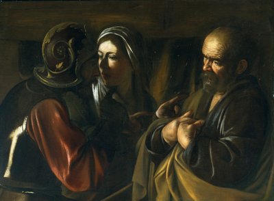 Verloochening van Sint Petrus, 1610 door Michelangelo Merisi Caravaggio