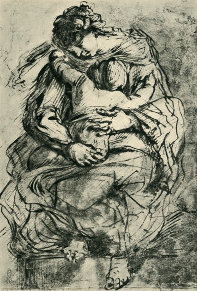 Madonna en kind, laat 16e-begin 17e eeuw, 1943 door Michelangelo Merisi Caravaggio