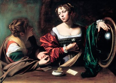 Martha en Maria Magdalena door Michelangelo Merisi Caravaggio