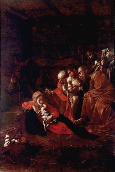 Aanbidding der wijzen door Michelangelo Merisi da Caravaggio