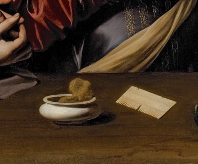 (detail) De Bekering van de Magdalena, c.1598 door Michelangelo Merisi da Caravaggio