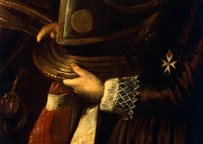 Detail van het Portret van Alof de Wignacourt met zijn page door Michelangelo Merisi da Caravaggio