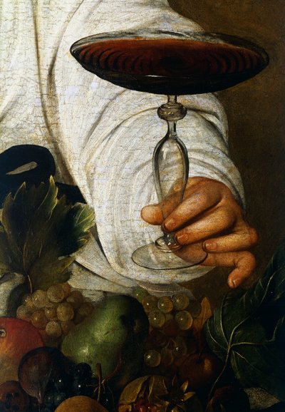 Glas wijn, detail (detail) door Michelangelo Merisi da Caravaggio
