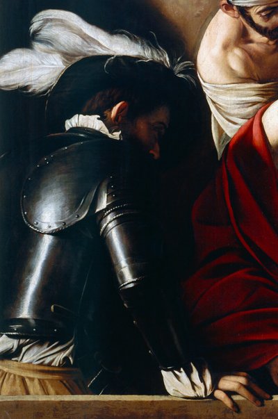 Man in harnas (detail) door Michelangelo Merisi da Caravaggio