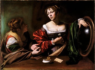 Martha en Maria Magdalena door Michelangelo Merisi da Caravaggio