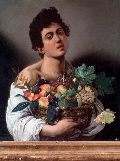 Portret van een jonge man met een mand fruit (detail) door Michelangelo Merisi da Caravaggio