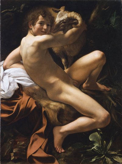 Sint Johannes de Doper. Barokschilderij van Michelangelo Merisi detto il Caravaggio (Caravaggio) door Michelangelo Merisi da Caravaggio