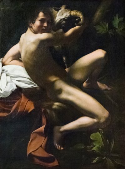 Johannes de Doper, jeugd met een ram door Michelangelo Merisi da Caravaggio