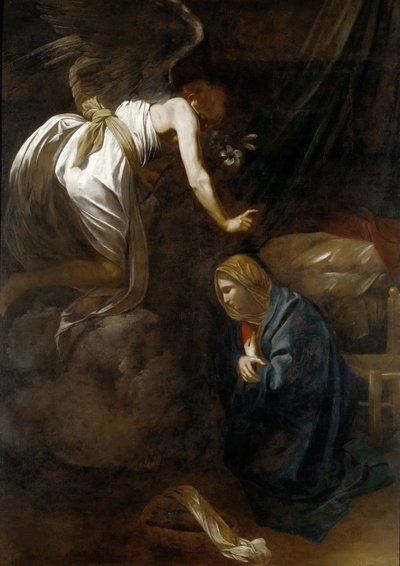 De annunciatie, ca. 1608-1610 door Michelangelo Merisi da Caravaggio